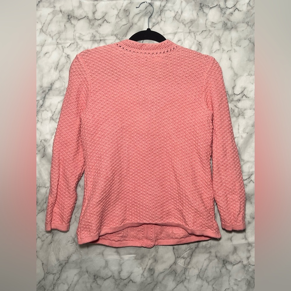 100% Cotton Salmon Pink APPLESEEDS PETITES Grandmacore Cardigan Small Petite - Picture 3 of 8